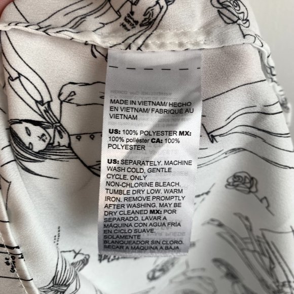 White House Black Market White & Black France Themed Sleeveless Blouse - Picture 4 of 6